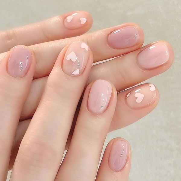 Nail Valentine pink red white